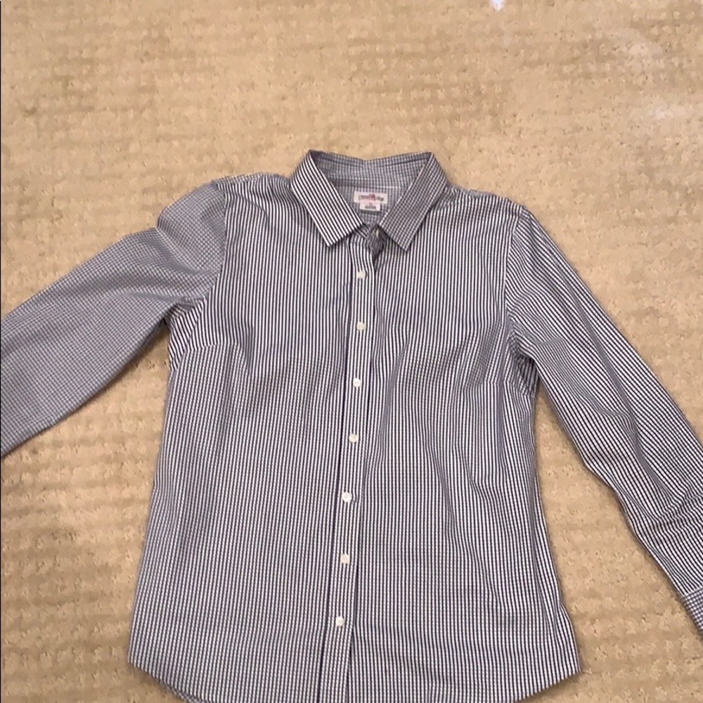 J Crew navy and white shirt